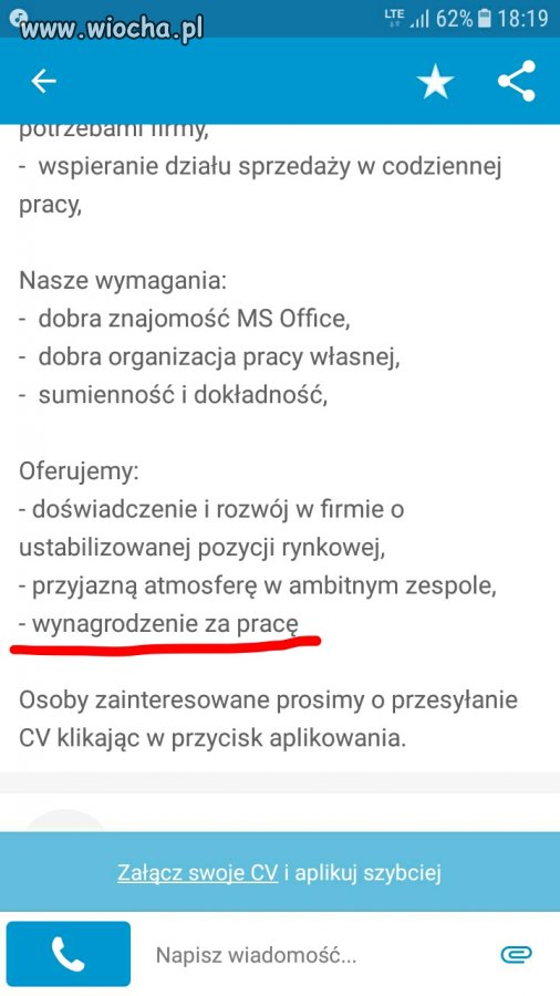 Wspaniała oferta pracy