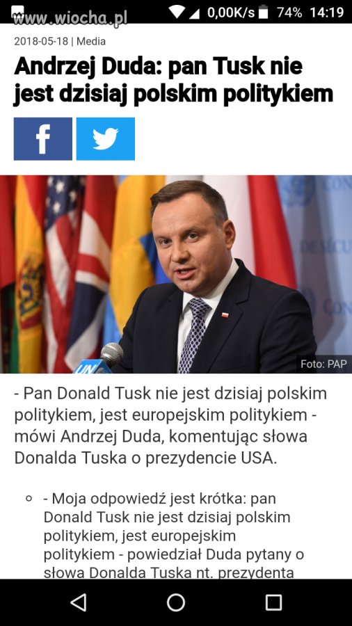 A ten za to nie jest prezydentem