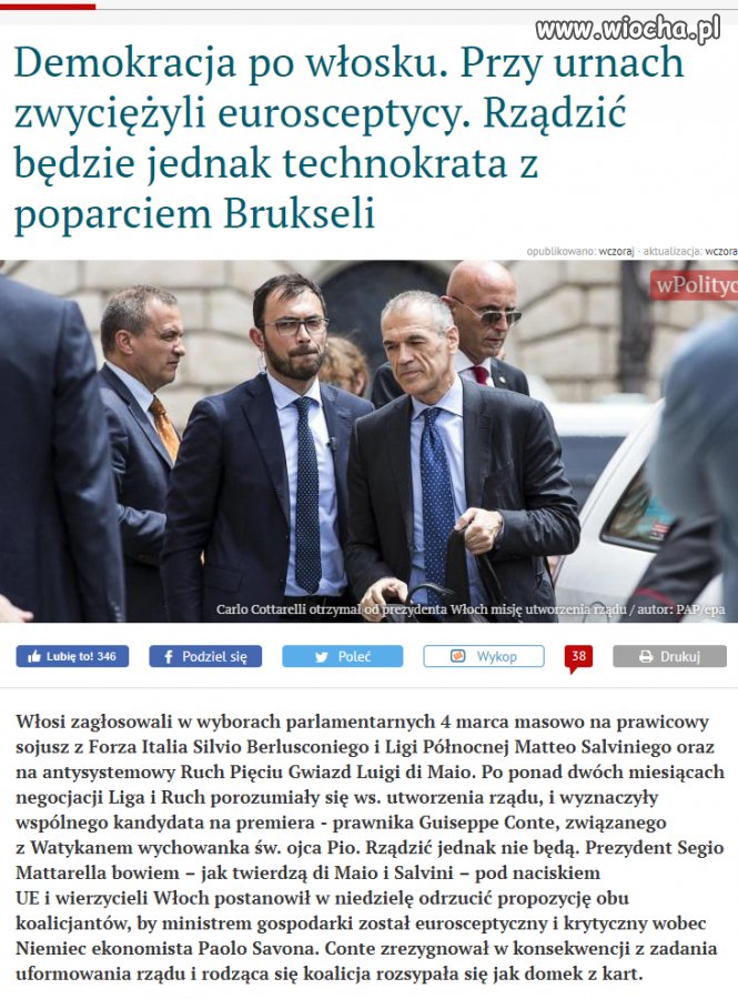 Włosi wybrali ale to Unia ma ostatnie słowo