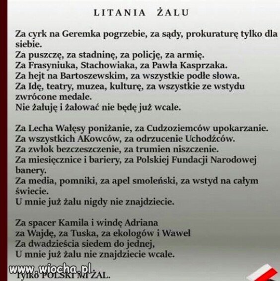 Litania żalu.