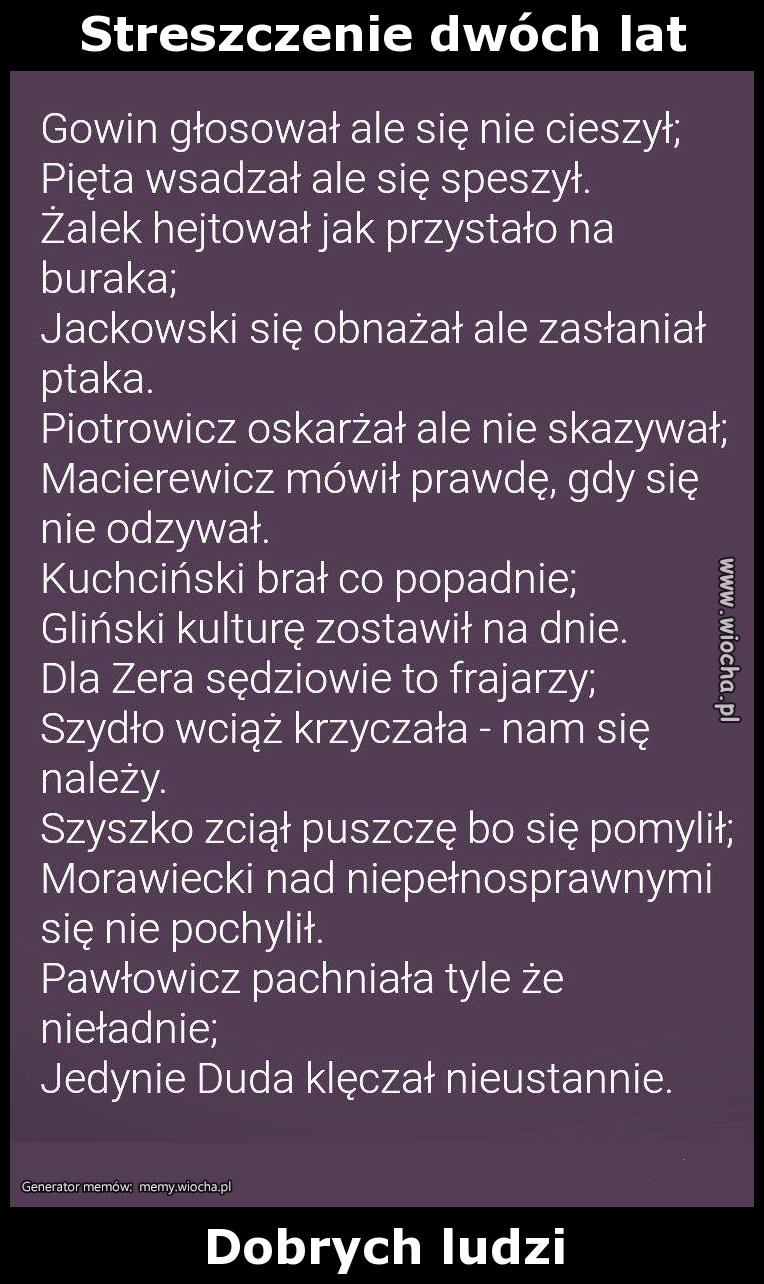 Streszczenie dwóch lat