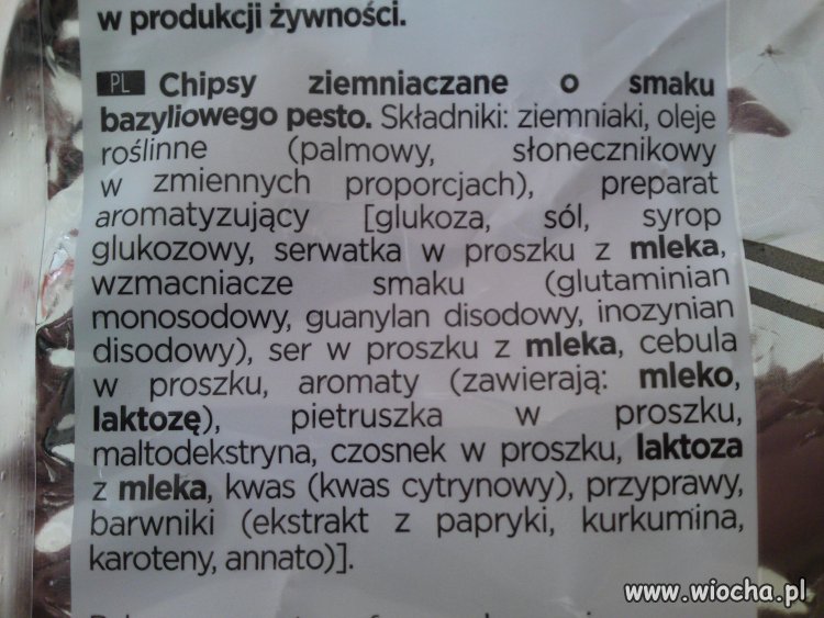 Chipsy o smaku bazyliowego pesto