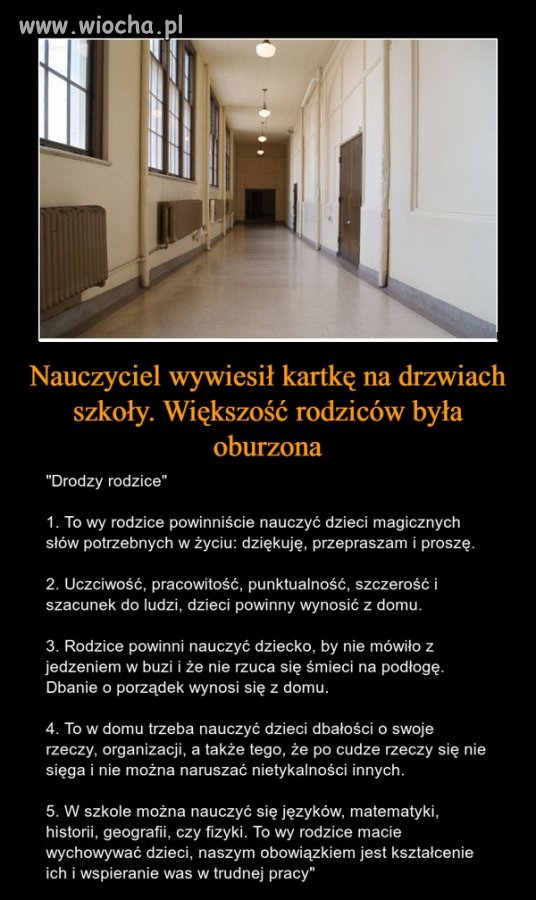 Szkoła pomaga w wychowaniu a nie zastępuje rodziców...