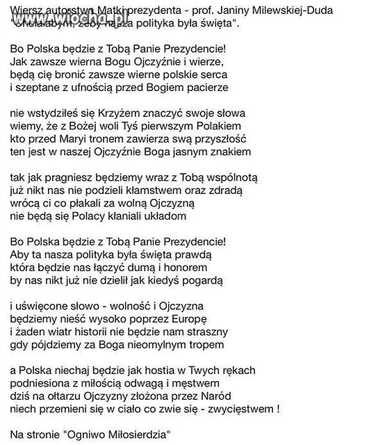 Wiersz matki prezydenta