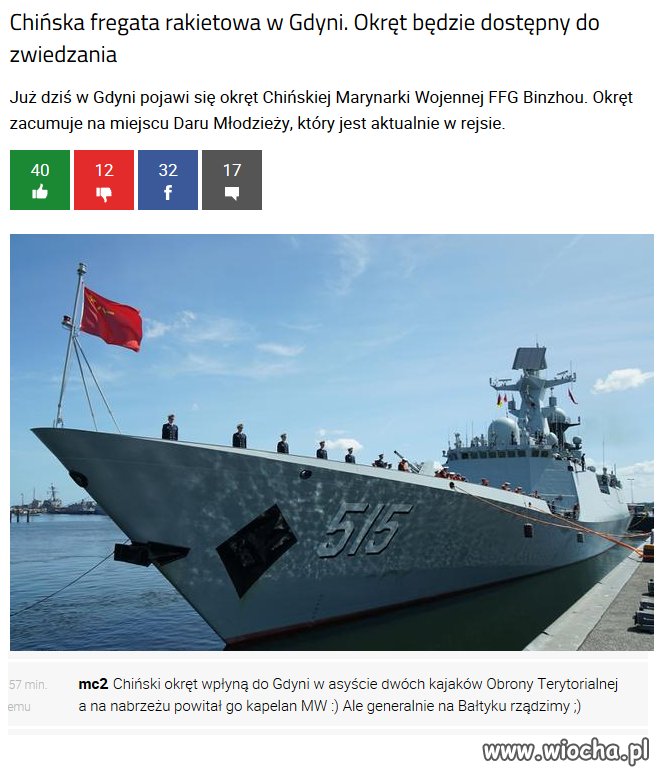 Chińska fregata rakietowa w Gdyni