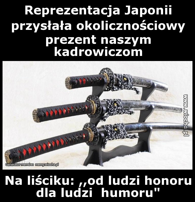 Reprezentacja Japonii przysłała okolicznościowy