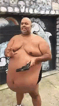 Chował pistolet.