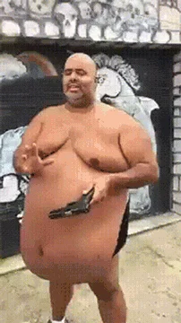 Chował pistolet.