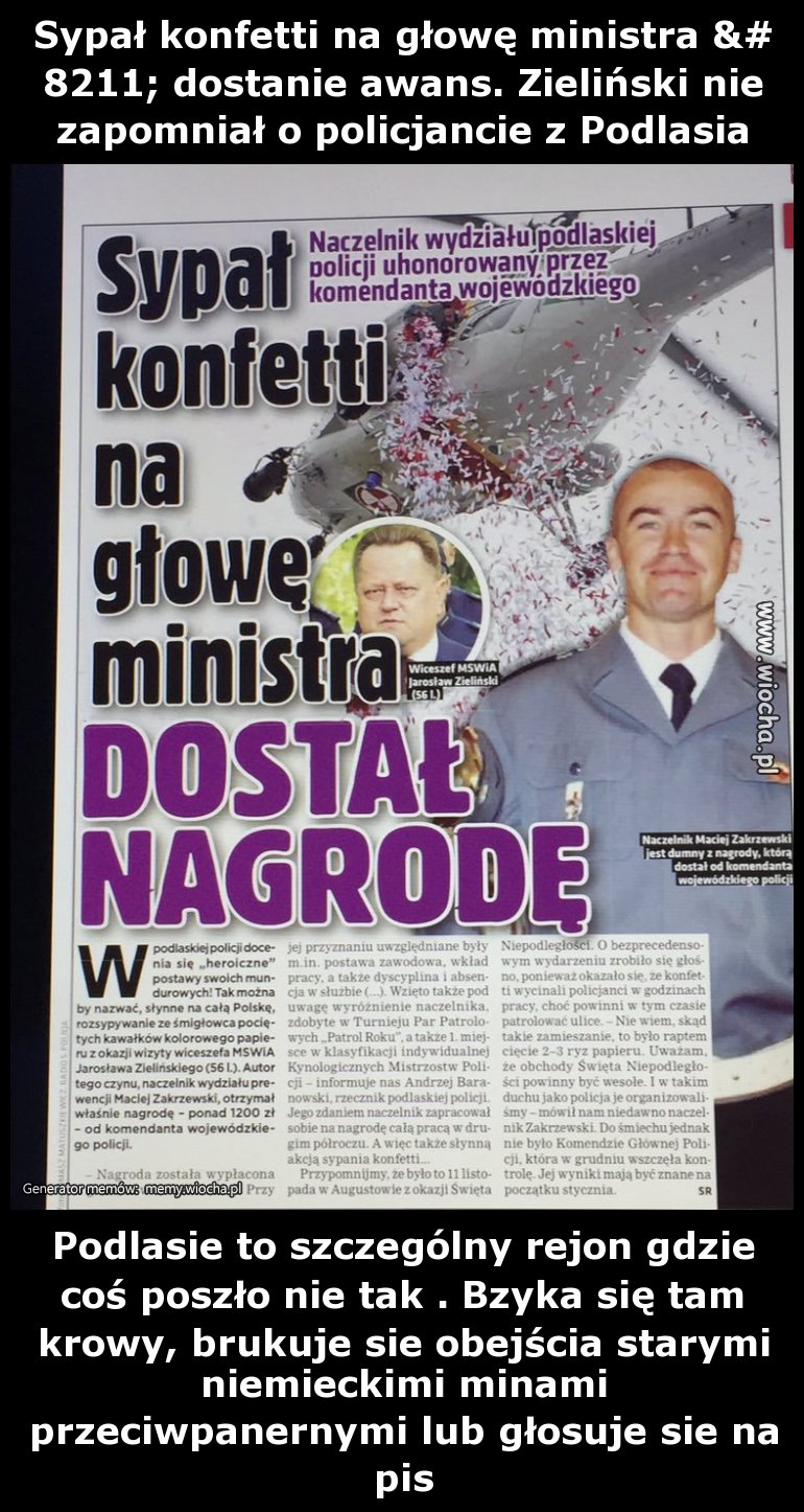 Sypał konfetti na głowę ministra –