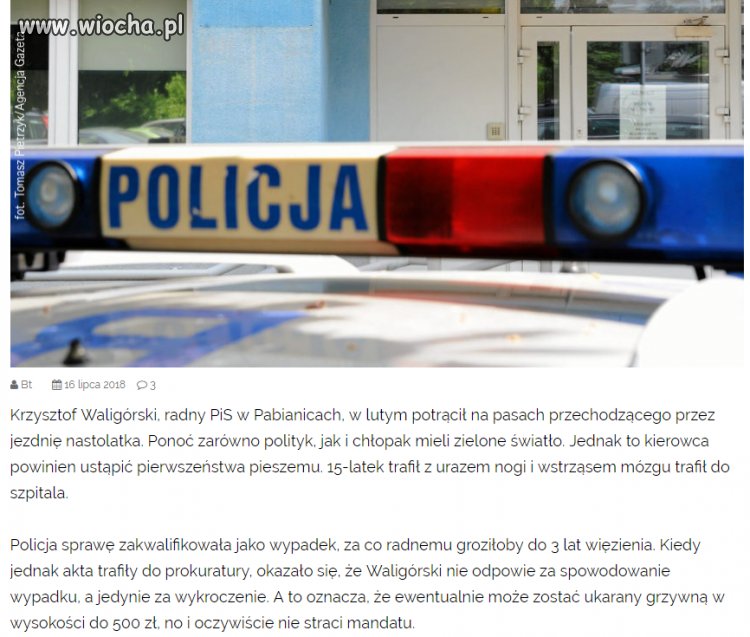 Radny PiS nie odpowie za wypadek...