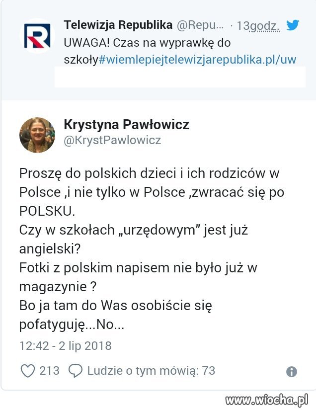 Wpis Krystyny Pawłowicz