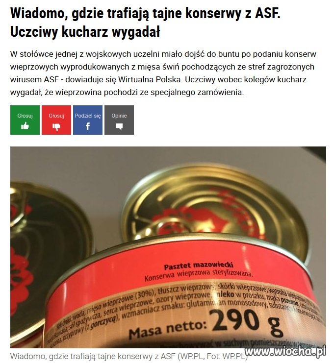 Mięso ze skażonych stref trafilo do wojska.