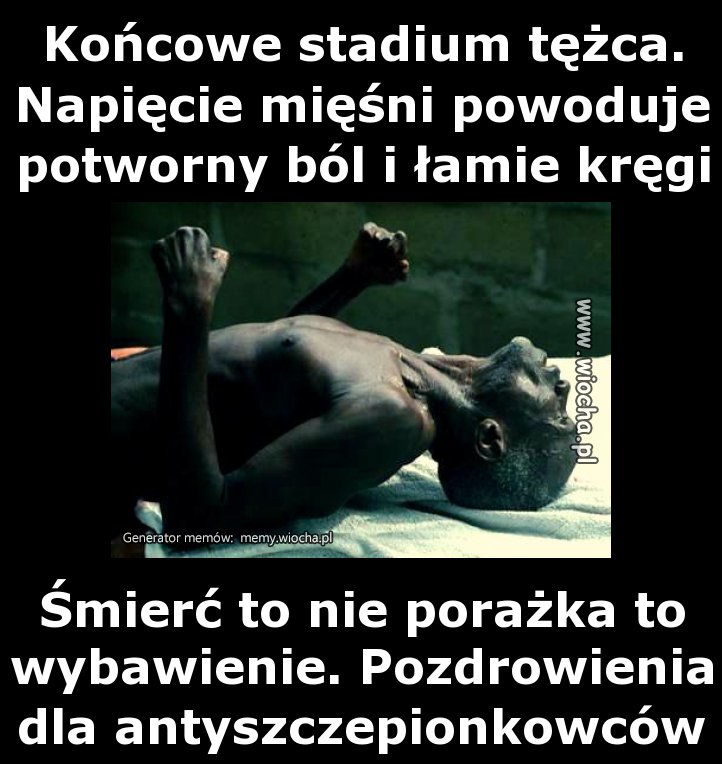 Końcowe stadium tężca. Napięcie mięśni powoduje
