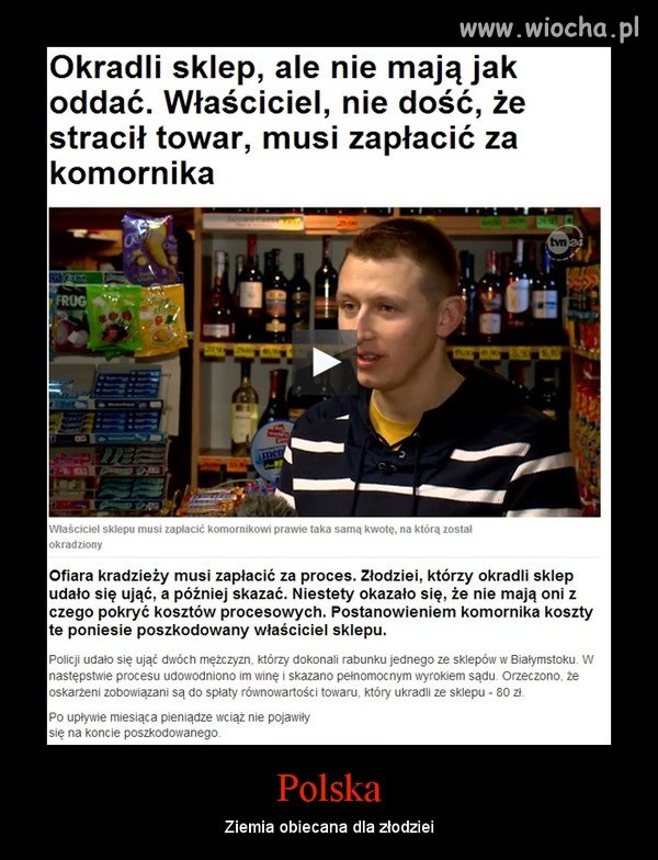 Właściciel okradzionego sklepu musi zapłacić komornikowi 