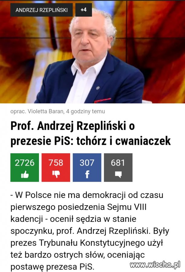 Rzepliński o prezesie PiS