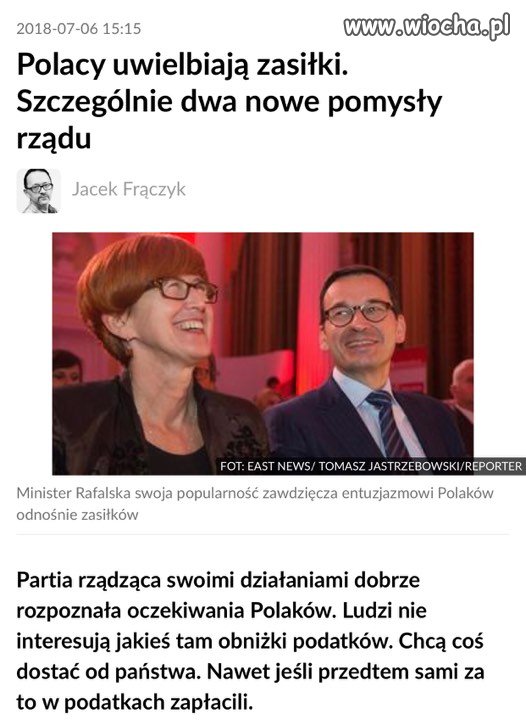 "Polacy uwielbiają zasiłki..."