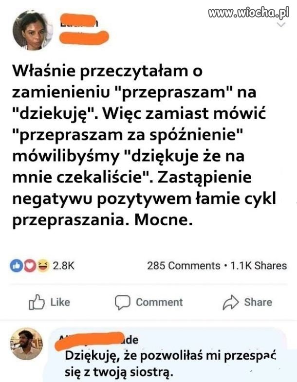 Podziękowanie zamiast