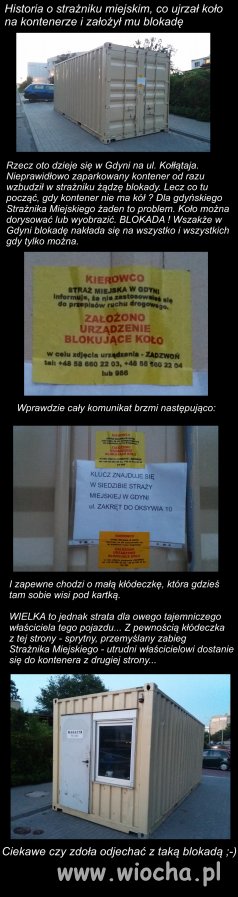 W Gdyni blokada na koło nawet na kontener.