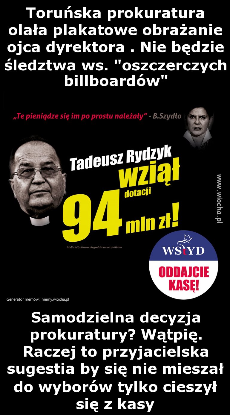 Toruńska prokuratura olała plakatowe obrażanie