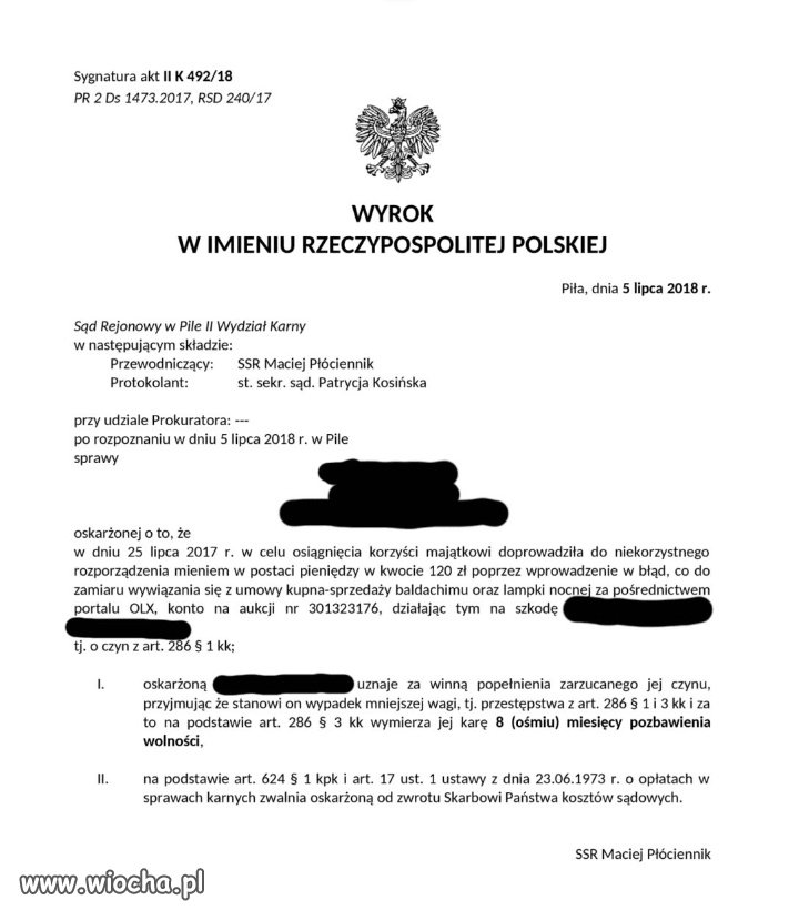 8 miesięcy więzienia
