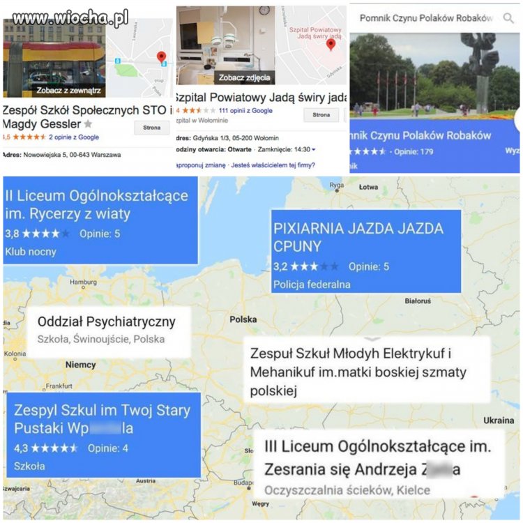 Internetowi wandale niszczą mapy Google