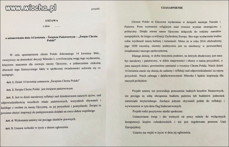 Projekt ustawy,który wejdzie w życie