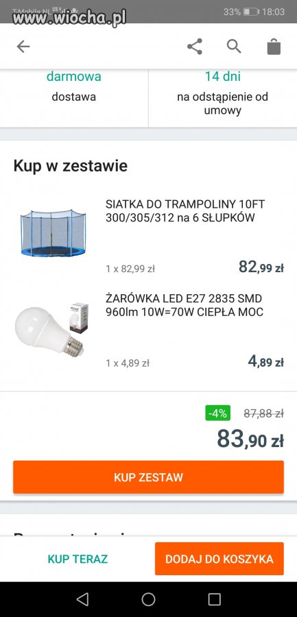 Chce kupić siatkę do trampoliny