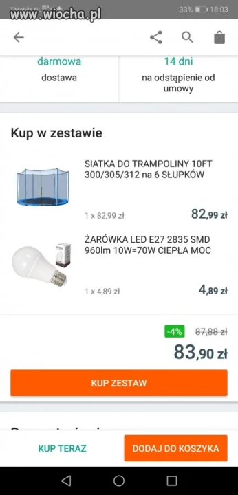 Chce kupić siatkę do trampoliny