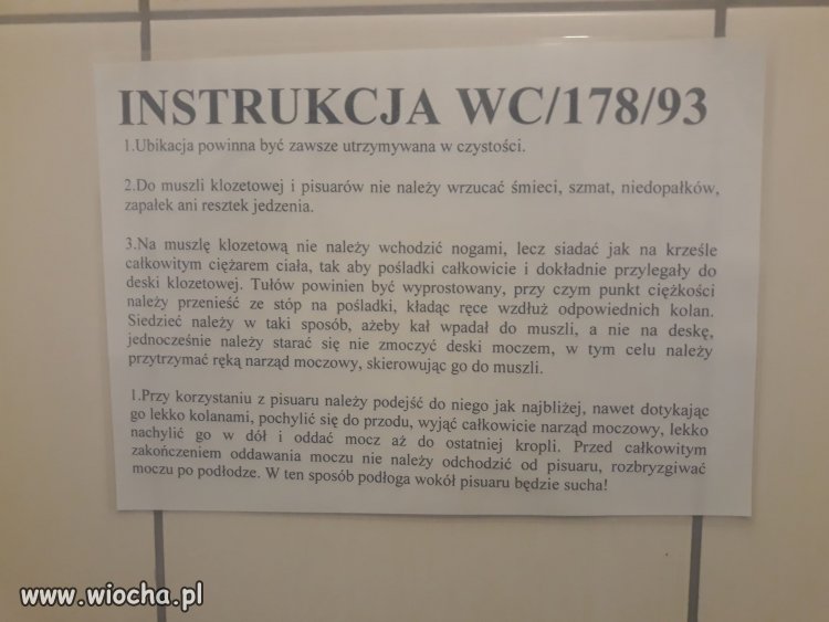 Korzystanie z toalety w zakładzie pracy