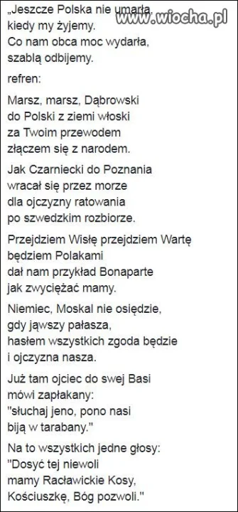 "Mazurek Dąbrowskiego "oryginał