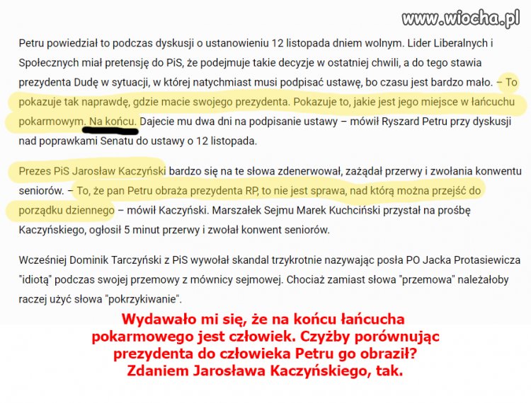 Jeden palnął głupotę