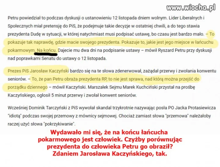 Jeden palnął głupotę