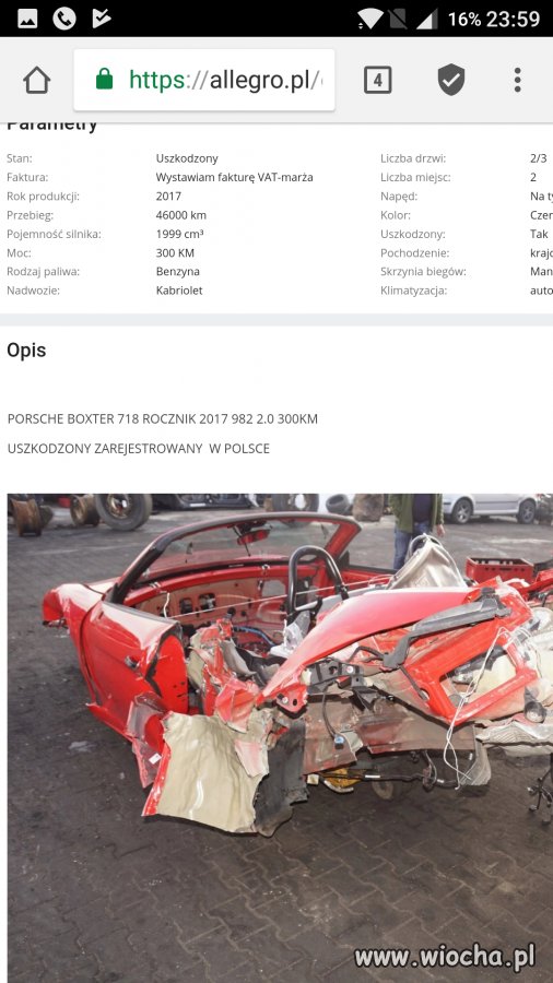 Porsche Boxter z 2017 za 20 tys! Okazja!