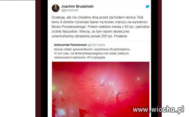 Nie widać żadnego rasistowskiego baneru. Brawo Brudziński.