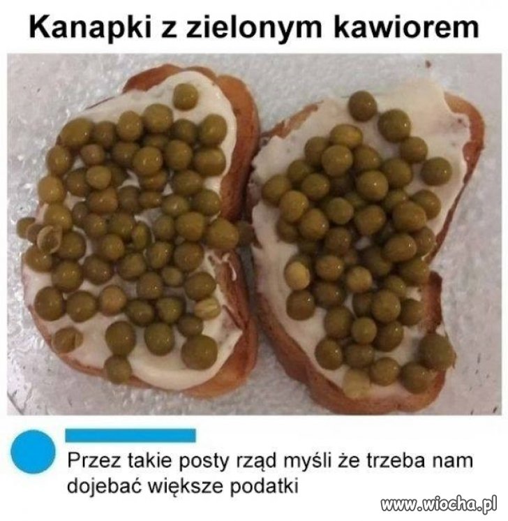 Kanapki z zielonym kawiorem.