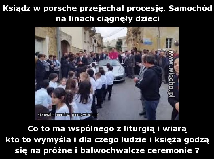 Ksiądz w porsche przejechał procesję. Samochód na
