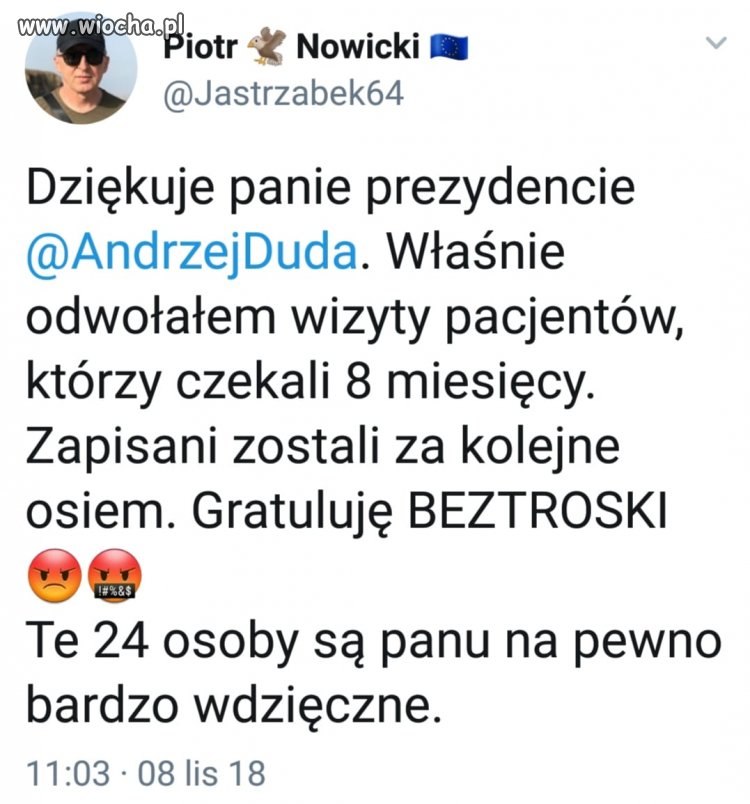 Podziękował