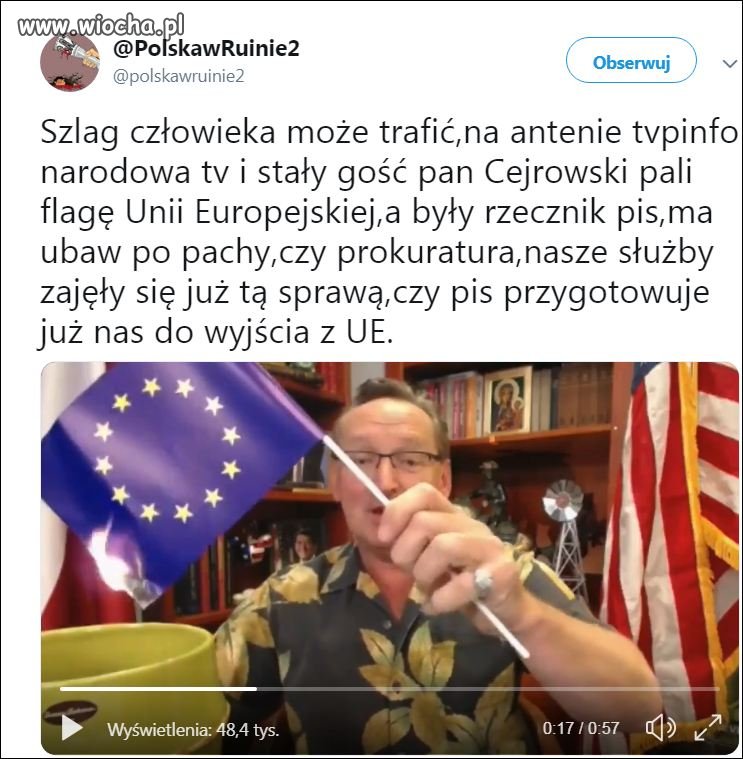 Palenie unijnej flagi na wizji TVP-info