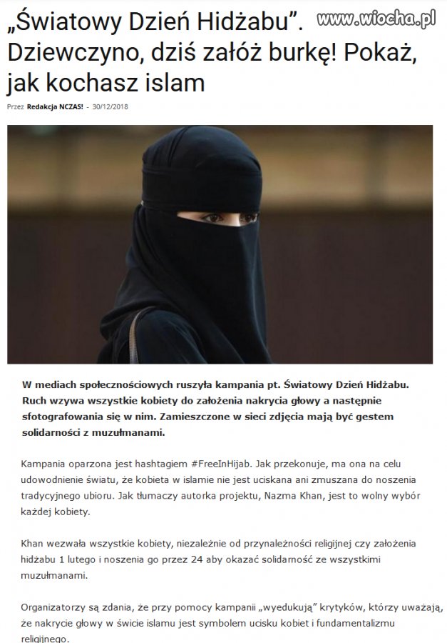 Dziewczyno, dziś załóż burkę...