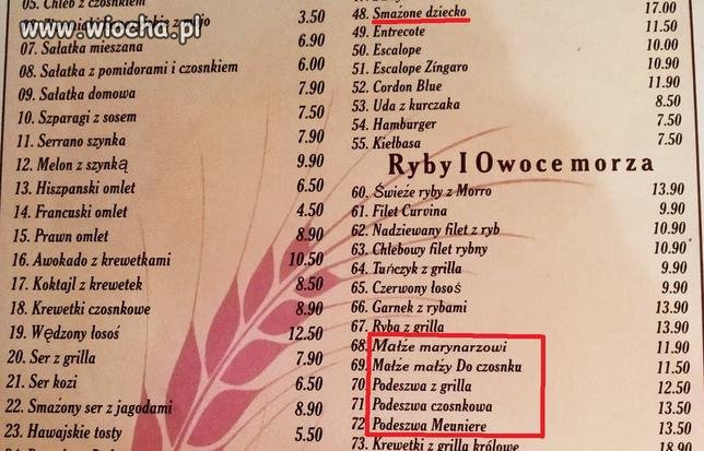 Polskie menu w hiszpańskiej knajpie