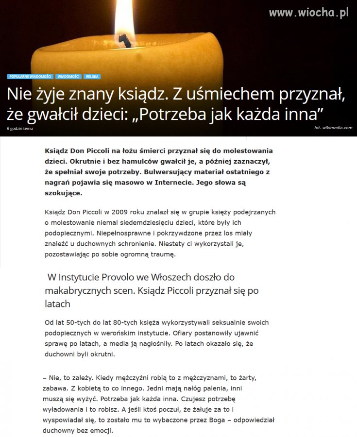 Wyznanie księdza pedofila na łożu śmierci