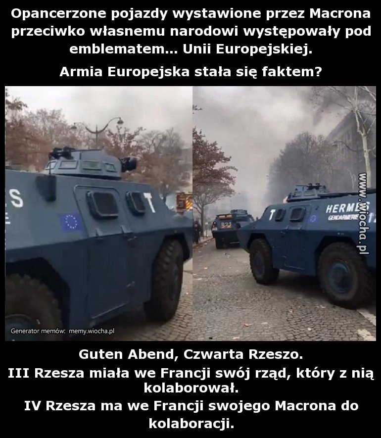 Opancerzone pojazdy wystawione przez Macrona