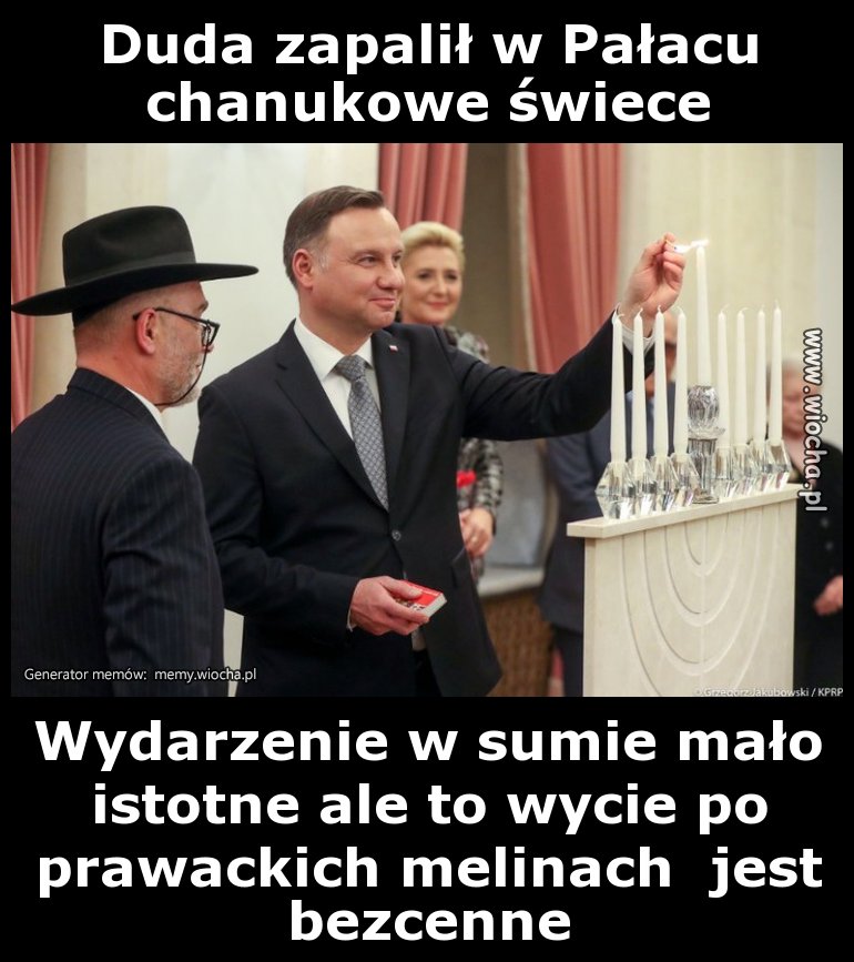 Duda zapalił w Pałacu chanukowe świece