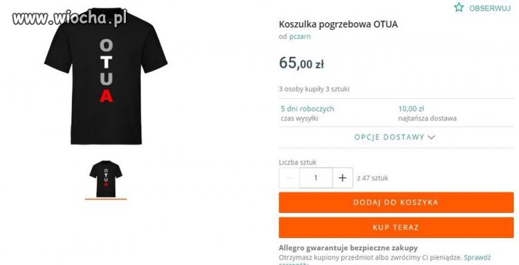 Koszulka pogrzebowa.