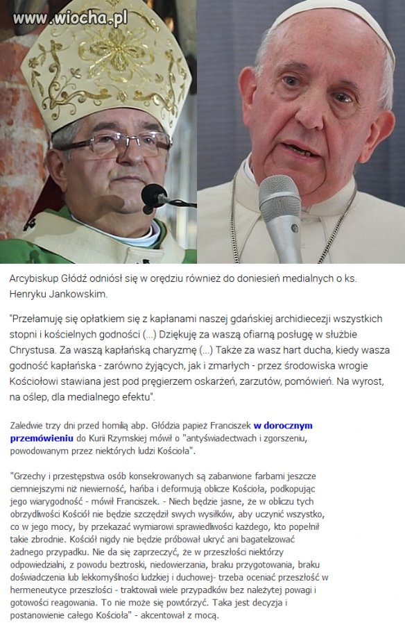 Papież Franciszek swoje, a arcybiskup Głódź swoje