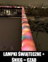 Śnieg plus lapmki na poręczy