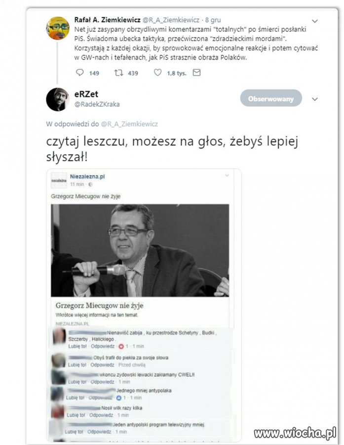 Nie jestem zwolennikiem obrażania nikogo po śmierci