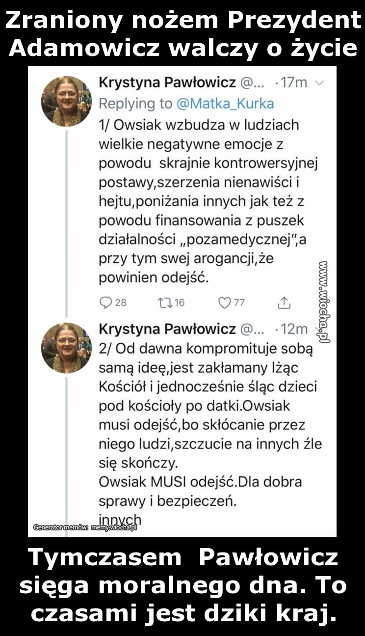 Zraniony nożem Prezydent Adamowicz walczy o życie