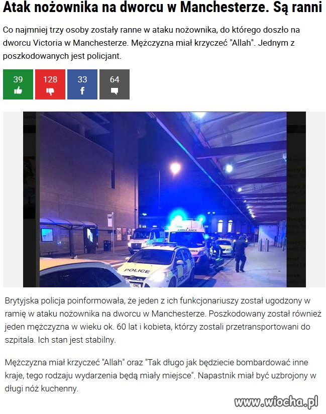 Nożownik zaatakował, wzywając Allaha...