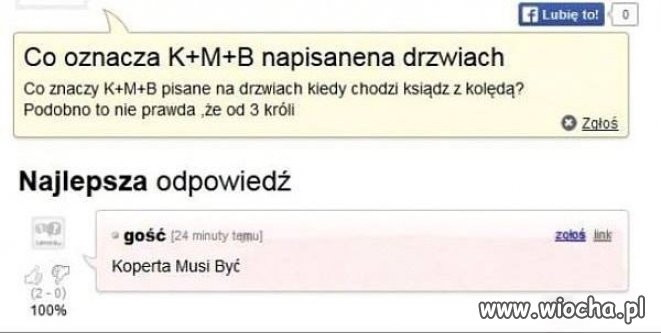 K+M+B nie oznacza trzech króli, tylko hasło 